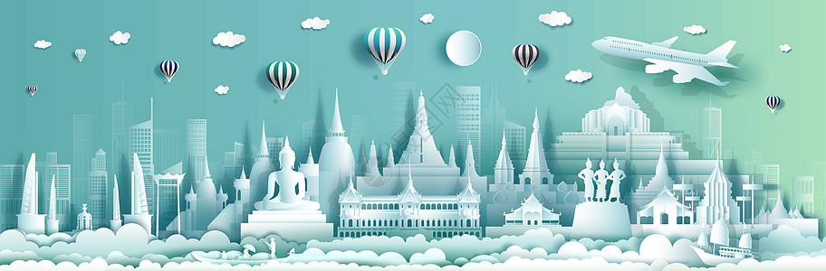 旅行泰国顶面世界著名宫殿和城堡建筑学城市墙纸宗教庆典海报宝塔首都折纸建筑景观图片