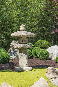 日本石灯旅行植物花园公园叶子院子草地雕像岩石人行道图片