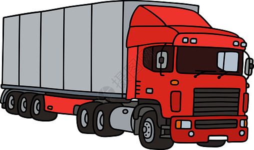 红色卡车红色和钢铁半拖车插画