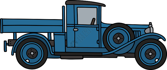 复古蓝色卡车发动机农场运输车辆货车平台国家卡通片汽车车皮图片