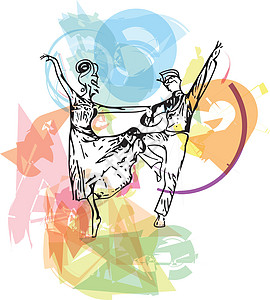 抽象夫妇跳舞芭蕾它制作图案舞蹈芭蕾舞绘画锻炼表演编舞杂技特技演员舞者图片