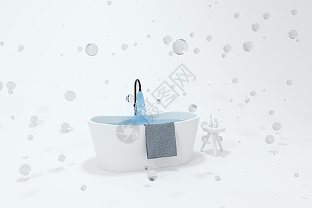 卡通浴缸与白色 background3d 渲染插图温泉沐浴露洗涤龙头草图卫生卫生间卡通片飞溅图片