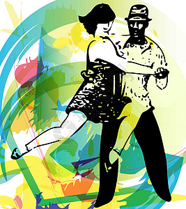 拉丁舞伴闲暇舞蹈家现代舞拥抱演员舞厅团队姿势绘画娱乐图片