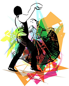 情侣跳舞的插图舞蹈舞蹈家草图舞者戏剧利马涂鸦裙子拉丁演员图片