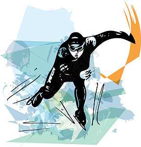 色彩缤纷的溜冰场速滑选手溜冰者训练冠军成功运动装草图男性插图运动竞争图片