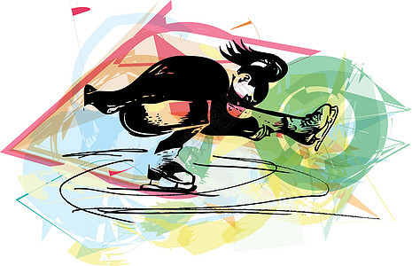 在五颜六色的运动场上滑冰的女子溜冰者女士展示数字速度舞蹈女性灵活性竞赛训练舞蹈家图片
