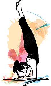 瑜伽女人它制作图案青年女性健身房插图体操草图活动冥想闲暇成人图片