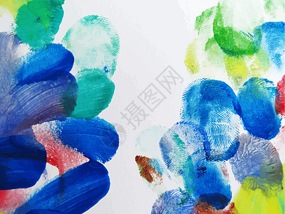 多彩抽象水彩画打印颜料绘画工艺插图手工创造力手指蓝色染料图片