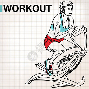 健身中心年轻女子锻炼女孩健身房女性身体草图护理运动服运动女士机器图片
