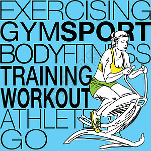健身中心年轻女子锻炼女士女孩运动装机器重量绘画插图护理成人女性图片