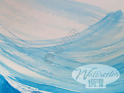 抽象多彩水彩画手绘蓝色染料墙纸水彩绘画印迹草图作品海浪图片