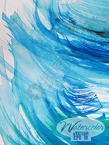 抽象多彩水彩画洗图帆布艺术品海浪水彩手绘刷子创造力作品蓝色图片
