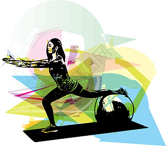 瑜伽女人它制作图案插图平衡活动身体体操运动训练冥想成人力量图片