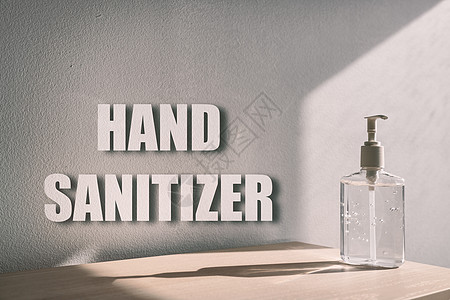 用于预防COVID-19冠状病毒的洗手液广告牌 — 用酒精凝胶擦洗手液背景保持双手清洁的适当措施图片