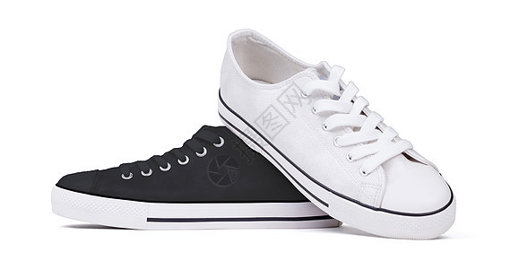 白色背景上的孤立鞋子 - 黑白两色背景图片