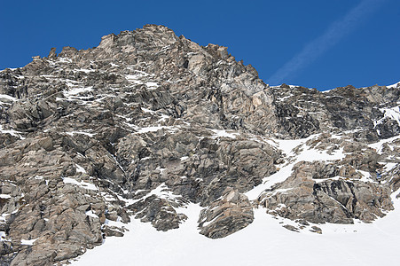 冬天的洛基高山山坡山脉天空岩石崎岖山腰蓝色荒野白色顶峰图片