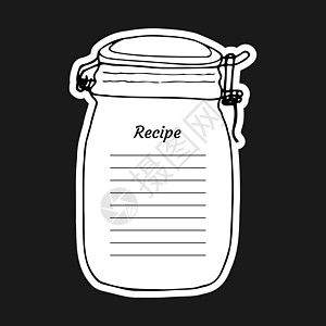 带有线条文本和大罐玻璃的食谱卡 用于书写草图笔记小册子咖啡店框架记事本艺术桌子厨具烹饪图片