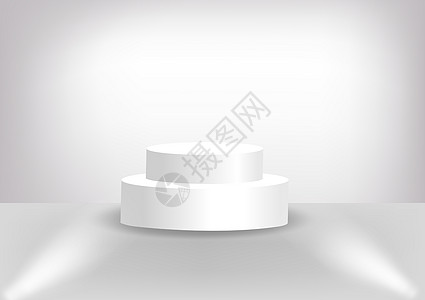 白色圆形基座场景讲台逼真 3D 风格 用于设计的空平台 它制作图案矢量图片