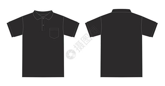 Polo 衫短袖的矢量模板插图平纹衣领小样纺织品袖子口袋衣服男生载体球座图片