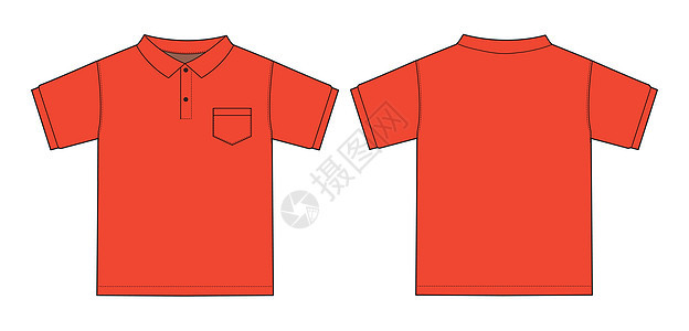 Polo 衫短袖的矢量模板插图针织衫口袋纺织品袖子衬衫男生运动衣领团队黑色背景图片