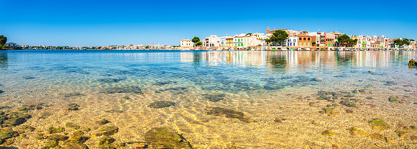 西班牙主要岛屿 科洛姆港渔城全景海景图片