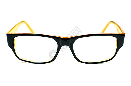 眼镜眼睛黑色塑料框架白色镜片橙子视力光学背景图片