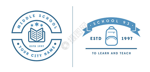 学校标识可以使用矢量学校或大学标识元素集教学打印潮人教育中心网络母校学生学习质量插画