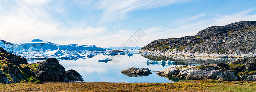 格陵兰北极自然景观 伊卢利萨特冰山有冰山风景环境横幅全景游客旅游峡湾旅行冰川网络图片