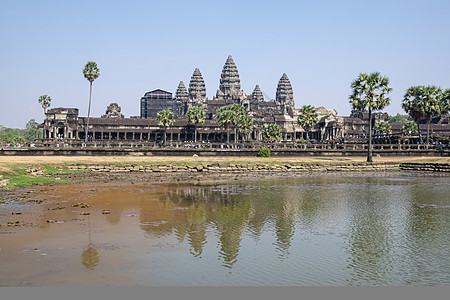 Angkor wat主寺庙的景象石头雕像纪念碑雕刻旅行天空世界收获日光建筑学图片