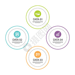 信息图表圈细线与 4 数据模板 矢量错觉推介会网络小册子网站标签圆圈横幅广告艺术品成功图片