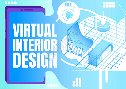 虚拟室内设计内部设计横幅平板矢量模板背景图片