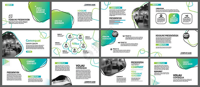 绿色几何幻灯片演示文稿模板和信息图表 b小册子报告合同基调工作项目营销界面用户坡度图片