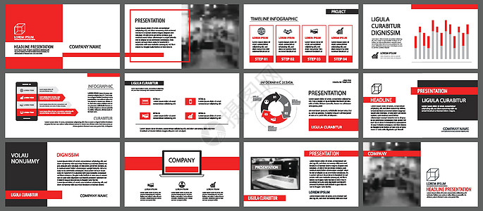 幻灯片放映背景的红色演示文稿模板 资料图报告产品文档界面工作传单网络图表小册子广告图片