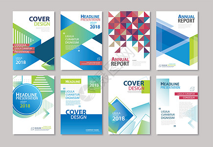 蓝色封面小册子传单年报设计版面一套图表插图卡片横幅战略营销广告金融通讯信息图片