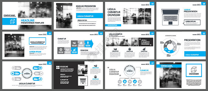 蓝色演示文稿模板和信息图表元素背景项目文档基调小册子工作横幅营销报告商业网络图片