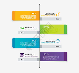 个矩形选项卡时间线信息图表选项模板与 pape统计横幅数字网络广告数据商业报告标签正方形背景图片