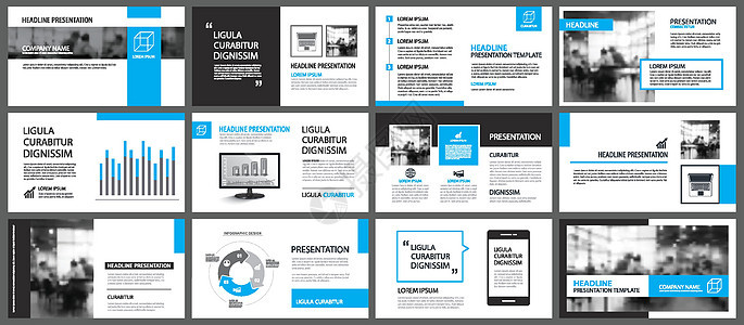 蓝色演示文稿模板和信息图表元素背景传单广告小册子合同项目报告基调用户营销商业图片