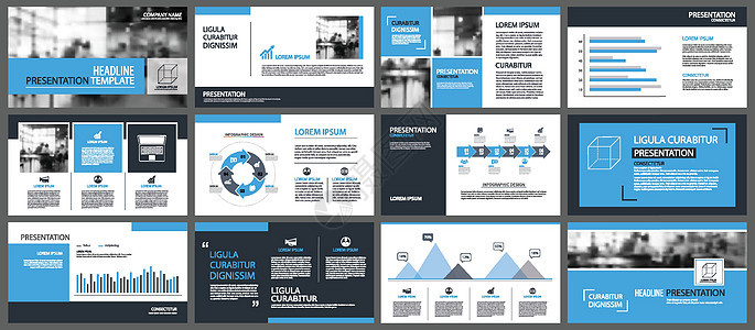 蓝色演示文稿模板和信息图表元素背景横幅公司广告项目小册子合同年度基调营销商业图片