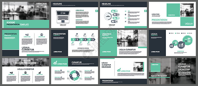 绿色演示文稿模板和信息图表元素酒泉营销广告基调年度网络用户横幅文档小册子合同图片