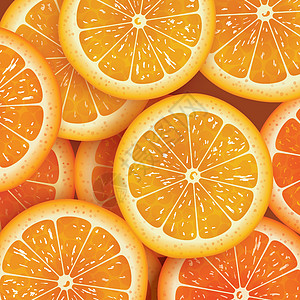 夏天的橙色切片背景圆圈饮食橘子插图甜点水果热带果汁食物黄色图片