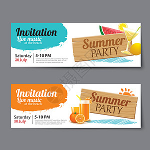 夏季泳池派对门票模板俱乐部乐趣热带海报横幅水池卡片折扣传单海滩图片