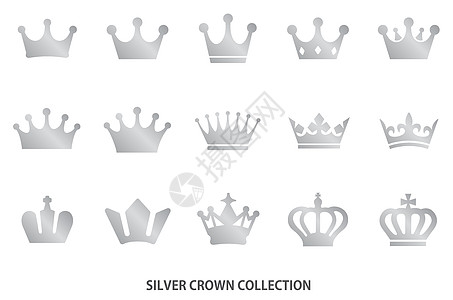 它制作图案银皇冠图标矢量收藏皇帝金子公主徽章排行插图载体女王奢华图片