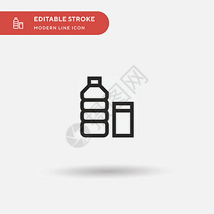 水瓶简单矢量图标 说明符号设计临时矿物茶点苏打收藏食物瓶装回收运动塑料玻璃图片