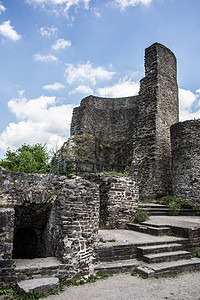 中世纪的温德克Windeck建筑物城堡草地墙壁石头堡垒废墟石工仿古建筑图片