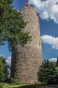的Burglahr城堡废墟绿色伯爵历史工厂石工草地蓝色建筑植物防御图片