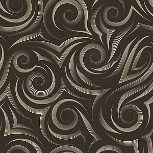 平滑线的无缝矢量图案 由Biige笔绘制于th织物海湾圆圈包装棕色漩涡装饰品奶油涡流纤维图片