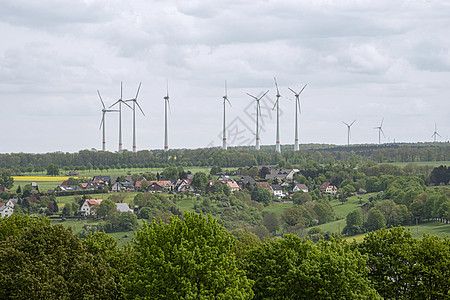 德国电力风车生态发电机旋转保护天空涡轮机农场电气刀片力量图片