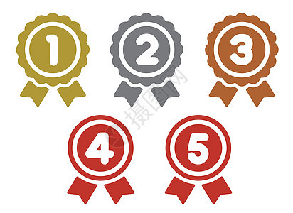 排名奖牌图标插图集 从第一名到第五名金银铜等背景图片