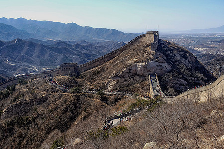 北京附近山上的中国人城墙壁旅行边界世界爬坡场景森林游客天空遗产历史图片