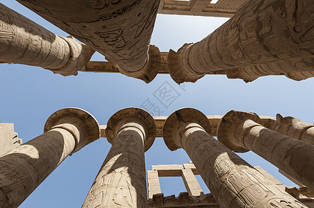 卢克索卡纳克寺庙的柱子崇拜景点象形文字寺庙旅行法老柱柱地标纪念碑图片